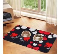 Happy Valentine'S Dayprint Pet Absorbent Leather Tablecloth,Wipe Clean Quick Dry,Food Mat For Small Animals