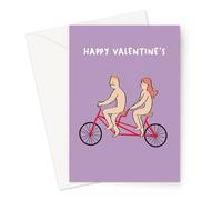 Happy Valentine's Naked Couple On Tandem Greeting Card | Nude Couple Valentine's Card, Funny Valentine's Card for Him, for Her