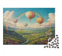 Happy Valley,Puzzles Rainbow Colorful Balloons Gemusterte Nachhaltige Puzzles Für Erwachsene Hochwertige Holzspielpuzzles 1000pcs (75x50cm)
