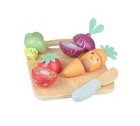 Happy Veggies Wooden Play Food for Kids - Kitchen Cutting Fruits Toys for Toddlers, Pretend Vegetables Gift for Boys and Girls - Early Development & Activity Toys by Orange Tree Toys