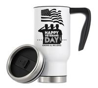 Happy Veterans Day Honoring All Who Served Vacuum Insulated Thermal Travel Coffee Mug 480ml White