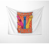 Happy Vibes Blanket - Rude Funny Throw - Custom Background Colour - Soft & Cosy Fleece - Humorous Home Decor - Cheeky Novelty Gift for Friends