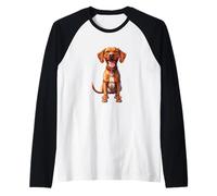 Happy Vizsla Dog Breed Lovers Design Raglan Baseball Tee