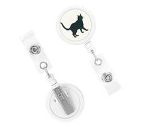 Happy Walking Cat Badge Reels Retractable Badge Holder with Alligator Clip Cute Nurse Telescopic Badge Clip Name ID Card Holders for Office Worker Doctor Nurse Key Holder