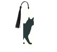 Happy Walking Cat Metal Bookmarks with Tassels,Pendant Unique Handmade Bookmark Craft DIY Wooden Bookmarks Cute Hanging Tags Ornaments for Book Lovers Birthday Teachers Gift