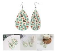 Happy Walking Kitty Exquisite Waterdrop-Shaped Leather Earrings With Double-Sided Print - Lightweight, Durable, And Stylish Accessory For Every Occasion