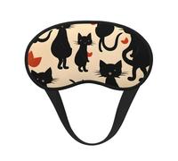 Happy Walking Kitty Print Adults Washable Eye Mask for Sleeping Light Blocking Nap for Night Rest Cover