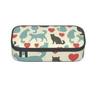Happy Walking Kitty Print Large capacity pencil case with zipper,portable stationery storage bag