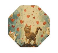 Happy Walking Kitty Print Leather Coaster Set of 6, Octagon Coasters Table Decorative Coffee Cup Beverage Coasters Wine Beer Bar Coasters for Hot Drinks Table Protection