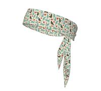 Happy Walking Kitty Print Ninja Headbands,Adjustable Head Tie For Men, Sports Sweatband For Yoga Running Basketball