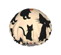 Happy Walking Kitty Print Shower Cap, Shower Cap for Women Reusable, Waterproof Bath Cap,Quick Drying Bath Hair Cap