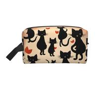 Happy Walking Kitty Print Travel Toiletry Makeup Bag for Women and Men, Large Capacity Organizer, for Accessories, Cosmetics, Shampoo, Brushes and Essentials