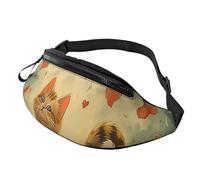 Happy Walking Kitty Printed Fanny Pack for Men Women Crossbody Waist Bag Pack Bum Bag with Adjustable Strap for Hiking Running Travel Cycling
