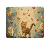 Happy Walking Kitty Printed Gaming Mouse Pad 12x10 Inches, Non-Slip Rubber Base Laptop Mousepad Desk Mat with Stitched Edges for Gamer, Office, Home