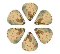 Happy Walking Kitty Printed Guitar Picks 6-Pack with Holder - 0.96mm Funny Guitar Picks for Acoustic Guitar, Electric Guitar, Bass Guitar