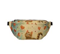 Happy Walking Kitty Printed Waist Bag Adjustable Bum Bag Lightweight Travel Waist Fanny Pack Belt for Walking Cycling Hiking Travel