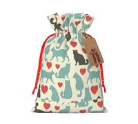 Happy Walking Kitty Printing Fashion Bag Lightweight Drawstring Pouch With Kraft Tag For Christmas Halloween