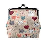 Happy Walking Kitty Women's Leather Kiss Lock Pouch – Stylish Small Zipper-Free Wallet for Coins, Cards, Makeup & Essentials – Compact & Lightweight Design for Daily Use, Travel & Gifting