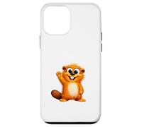 Happy Waving Cartoon Beaver Mascot Case for iPhone 12 mini