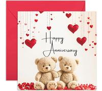 Happy Wedding Anniversary Card for Special Couple, Teddy Bears in Love, For Son Daughter in Law, For Husband Wife Partner Spouse, Celebrating Marriage, Congratulations, Blank Inside