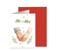 Happy wedding card,Congratulations wedding card for bride and groom,A heart warming design featuring couple holding hands.12x18cm