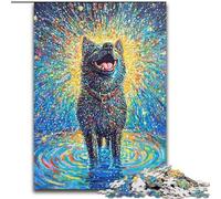 Happy Whimsical Akita Dog 1000 Pieces Jigsaw Puzzles for Adults And Teens, Educational Games Home Decoration Deal As Gifts for The Whole Family (26x38cm)