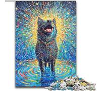 Happy Whimsical Akita Dog Jigsaw Puzzles for Teenagers 1000, for 14+ Train Your Brain And Your Hands Christmas Game Gifts (50x75cm)
