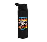 Happy Whimsical Cheerful Graphic Pouch Glider Sugar Glider Stainless Steel Insulated Water Bottle