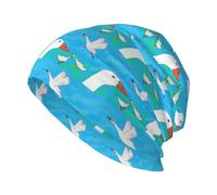 Happy White Goose Adult Knitted Hats Printed Knitted Hats Suitable for Autumn and Winter wear Skiing Hiking
