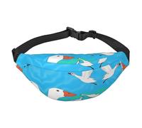 happy white goose Boys large waist bag, travel crossbody waist bag, suitable for enjoying sports, running, cycling, travel, fishing