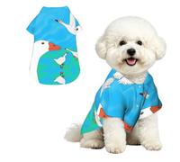 happy white goose Breathable Hawaiian Dog Shirt Summer Button Up Top for Small Medium Dogs XL