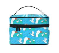 Happy White Goose Cosmetic Bag.Fashionwomenâ€™s Printed Cosmetic Bag, Large Toiletry Organiser for Travel