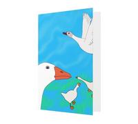 Happy White Goose Greeting Cards For All Occasions - Blank Greeting Cards With Envelopes, Holiday Cards 4x6 Inches Gray