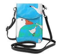 Happy White Goose Small Cell Phone Purse, Floral Print Crossbody Bag, Pu Leather Mini Wallet With Shoulder Strap, Secure Magnetic Closure.