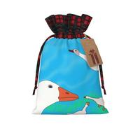 happy white goose Two Color Drawstring Gift Bag M Beautiful Convenient Suitable For Christmas Birthdays
