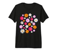 Happy White Orange Pink Magenta Daisy Flowers Shapes Mania Premium T-Shirt