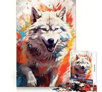 Happy White Wolf 1000 Pieces Jigsaws Adults Puzzles Gifts Cognitive Boost Serene Game Fun Play Great Gift (38x26cm)