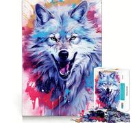 Happy White Wolf Painting for Adults 1000 Piece Puzzle Restful Game Tension Relief Family Bond Xmas Surprise (38x26cm)