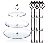 Happy Will 3 Tier Cake Stand Fitttings Kits Fruit Cake Plate Handle Fitting Cupcake Hardware Rod Stand Holder Black Crown 5 Sets（Plate not Included）