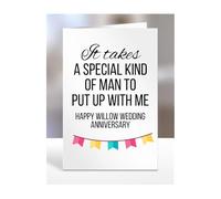Happy Willow Wedding Anniversary Card, Birthday Gifts for Husband, Boyfriend, Partner, Spouse, Funny, Valentines Gifts for Him, Presents for Men, A5-191_124
