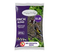 Happy Wings NO GROW Finch Blend Bird Food (Mix of Sunflower Hearts/Kernels and Nyjer Seed) - Highly Nutritious Bird Feed - (5 lbs)