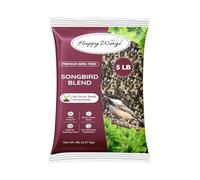 Happy Wings NO GROW Songbird Blend Bird Food (Mix of Sunflower Seeds/Kernels, Safflower Seeds and Peanuts) - Highly Nutritious Bird Feed - (5 lbs)
