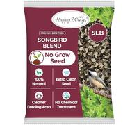 Happy Wings NO GROW Songbird Blend Bird Food (Mix of Sunflower Seeds/Kernels, Safflower Seeds and Peanuts) - Highly Nutritious Bird Feed - (5 lbs)