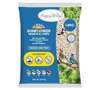 Happy Wings NO GROW Sunflower Hearts & Chips Bird Food for Wild Birds - Highly Nutritious Bird Feed - (1.8 Kg)