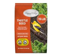Happy Wings - Nyjer Thistle Seeds for Wild Birds, 15 Pounds, Premium Bird Seeds That Don't Grow and Attract Finches, Goldfinches etc.