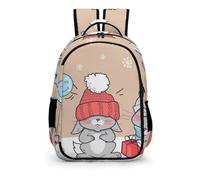 Happy Winter Cartoon Friends Three Little Bunnies Backpack - Laptop Backpack for Women, Stylish Daypack for School Work Travel