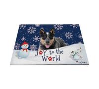 Happy Winter Holiday Snow With My Love Dog Blue Heeler Puppy Doormat Funny Floor Mats Washable Entrance Rug For Entry Doorstep Hallway 40X60Cm