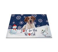 Happy Winter Holiday Snow With My Love Dog Cute Brittany Spaniel Indoor Outdoor Mats Non-Slip Doormat Washable Bathroom Rug For Kitchen Hallway Office 40X60Cm