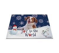 Happy Winter Holiday Snow With My Love Dog Lovely Brittany Spaniel Entrance Rug Resist Dirt Floor Mats Funny Indoor Outdoor Mats For Entry Doorstep Kitchen 40X60Cm