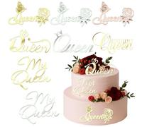 Happy Women's Day Cupcake Toppers Mirror Acrylic Cake Toppers Dessert Decorations for Queen Party Birthday Mother's Day Decor Supplies (8 Pcs Queen)